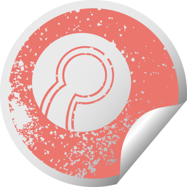 Bir insan tarafından çizilmiş bir kase topunun çizilmiş dairesel kabuk soyma etiketi.