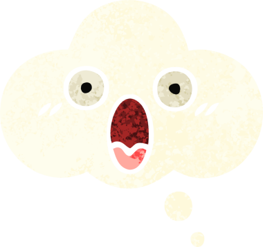 Bir insan tarafından çizilen düşünce baloncuğunun retro çizim tarzı karikatürü