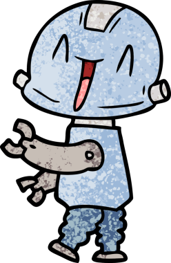 Bir insan tarafından çizilmiş çizgi film robotu