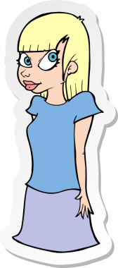 Bir insan tarafından çizilmiş bir karikatür kızının çıkartması.