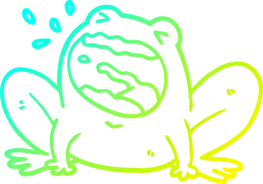 Bir insan tarafından çizilmiş bağıran bir kurbağanın soğuk çizgi çizimi.