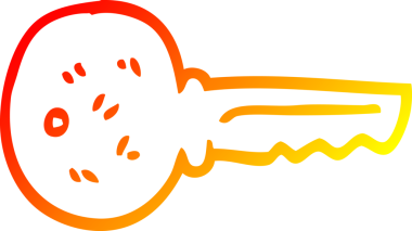 Bir insan tarafından çizilmiş metal bir anahtarın sıcak gradyan çizimi