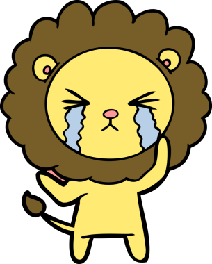 Bir insan tarafından çizilmiş ağlayan bir aslan.