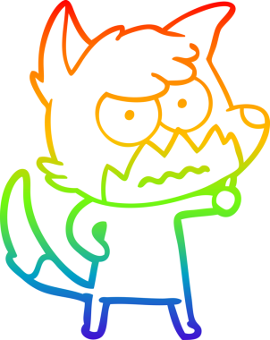 Gökkuşağı gradyan çizgi çizimi bir insan tarafından çizilmiş bir tilki