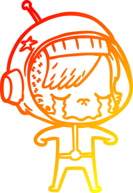 Bir insan tarafından çizilmiş, ağlayan astronot bir kızın sıcak çizgi çizimi