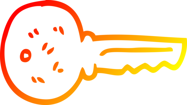 Bir insan tarafından çizilmiş metal bir anahtarın sıcak gradyan çizimi