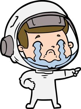 Bir insan tarafından çizilmiş ağlayan astronot çizgi filmi.