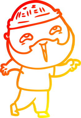 Bir insan tarafından çizilmiş mutlu sakallı bir adamın çizgi çizimi.