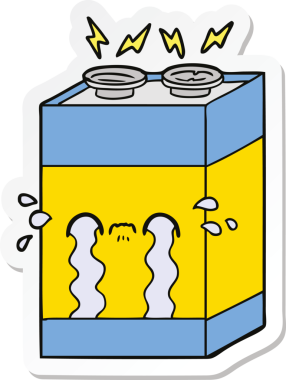 Bir insan tarafından çizilmiş ağlayan bir karikatür çıkartması.