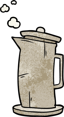 Bir insan tarafından çizilmiş eski tarz bir çaydanlık.