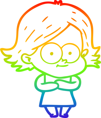 gökkuşağı gradyan çizimi mutlu bir çizgi film kızı bir insan tarafından çizildi