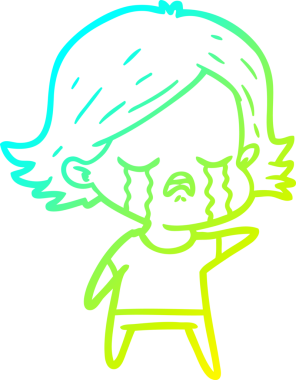 Bir insan tarafından çizilmiş ağlayan bir çizgi film kızı çizimi.