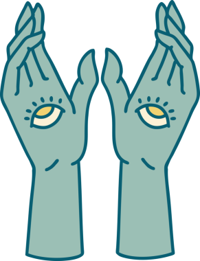 Bir insan tarafından çizilmiş mistik ellerin ikonik dövme şekli