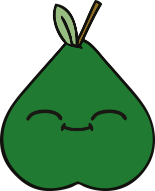 Bir insan tarafından çizilmiş armut karikatürü.