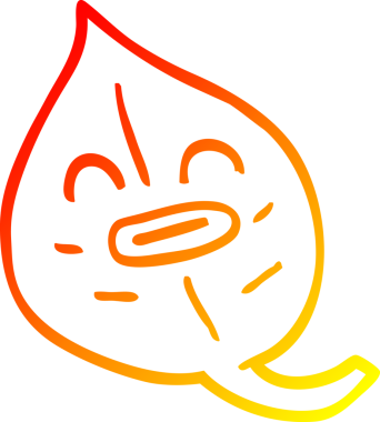 Bir insan tarafından çizilen güz yaprağının sıcak çizgi çizimi