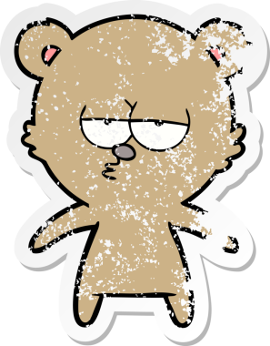 Bir insan tarafından çizilmiş sıkılmış bir ayı çizgi filminin sıkıntılı çıkartması.