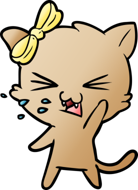 Bir insan tarafından çizilmiş çizgi film kedisi.