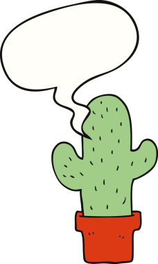 bir insan tarafından çizilmiş konuşma baloncuklu çizgi film kaktüsü.