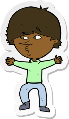 Bir insan tarafından çizilmiş şüpheli bir adamın çıkartması.