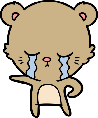 Bir insan tarafından çizilmiş ağlayan çizgi film ayısı.