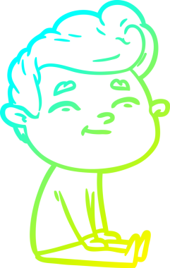 Bir insan tarafından çizilmiş mutlu bir çizgi film karakteri çizimi.