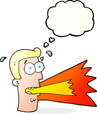 Bir insan tarafından çizilmiş serbest çizilmiş düşünce balonu karikatürü bağıran adam.