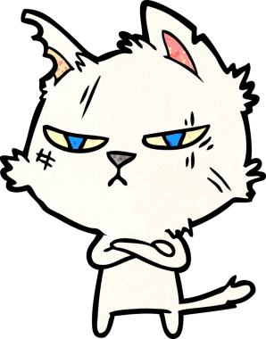 Bir insan tarafından çizilmiş sert çizgi film kedisi.