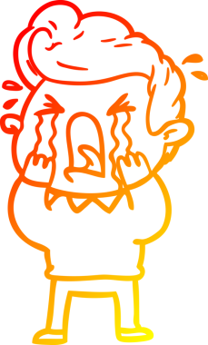 Bir insan tarafından çizilmiş, ağlayan bir çizgi film karakteri.