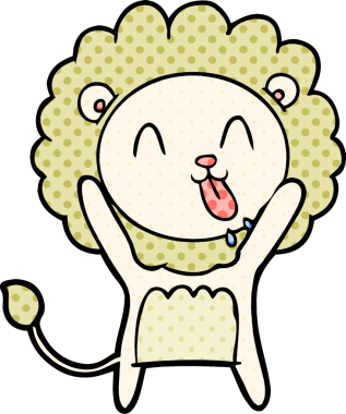 Bir insan tarafından çizilmiş mutlu çizgi film aslanı.