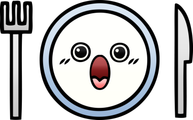 Bir insan tarafından çizilmiş yemek tabağının gölgeli çizgi filmi.