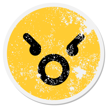 Bir insan tarafından çizilmiş basit kızgın yüz çemberi.