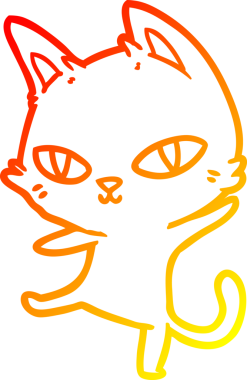 Bir insan tarafından çizilmiş çizgi film kedisinin sıcak çizgi çizimi