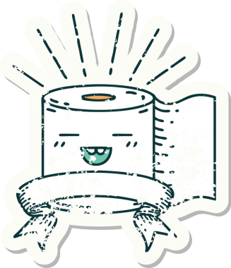 Bir insan tarafından çizilmiş eski bir dövme stili tuvalet kağıdı çıkartması.