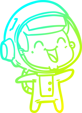 Bir insan tarafından çizilmiş mutlu bir astronotun soğuk gradyan çizimi.