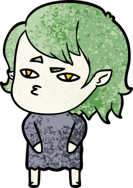 Bir insan tarafından çizilmiş vampir kız çizgi filmi.