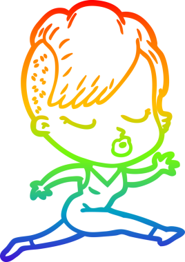 Gökkuşağı gradyan çizgi çizimi Bir insan tarafından çizilmiş güzel hippi kız