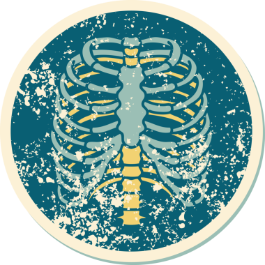 Bir insan tarafından çizilmiş bir göğüs kafesinin sembolik dövmesi.