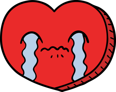 Bir insan tarafından çizilmiş ağlayan aşk kalbi çizgi filmi.