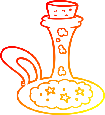 Bir insanın çizdiği sihirli iksirin sıcak çizgi çizimi.