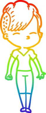 gökkuşağı gradyan çizimi bir çizgi film kızı bir insan tarafından çizilmiş.