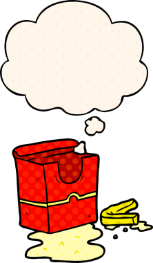 Çizgi roman tarzında bir insan tarafından çizilmiş düşünce baloncuklu çizgi film kızartmaları.