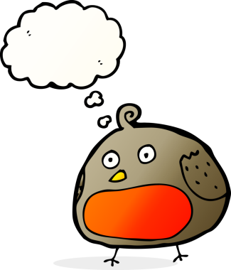 Bir insan tarafından çizilmiş düşünce balonlu çizgi robin.