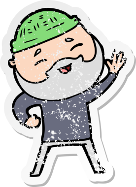 Bir insan tarafından çizilmiş mutlu sakallı bir adamın sıkıntılı çıkartması.