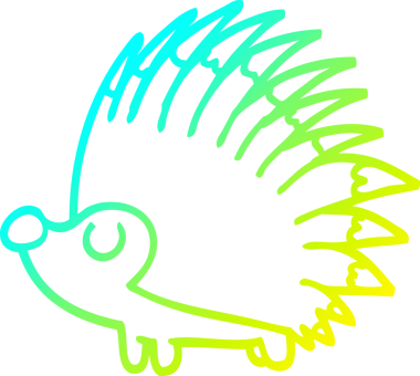 Bir insan tarafından çizilen sivri uçlu kirpinin soğuk gradyan çizimi.