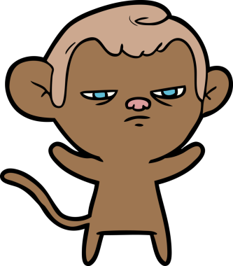 Bir insan tarafından çizilmiş sinir bozucu bir maymun.