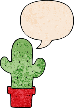 bir insan tarafından çizilmiş eski moda konuşma baloncuklu çizgi film kaktüsü.