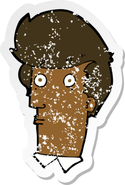 İnsan tarafından çizilmiş bir çizgi filmin gerilimli retro yapıştırması.