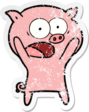 Bir insan tarafından çizilmiş bağıran bir domuzun sıkıntılı çıkartması.