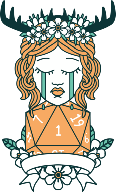 Retro Dövme Tarzı Ağlayan İnsan Druid Bir insan tarafından çizilmiş doğal bir ruloyla