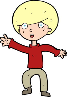 Bir insan tarafından çizilen panikleyen çocuk.